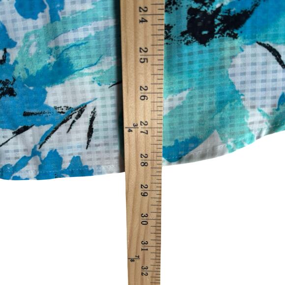 Kim Rogers Floral Button Front Blouse XL Blue White Roll Sleeve NWT - Picture 8 of 10